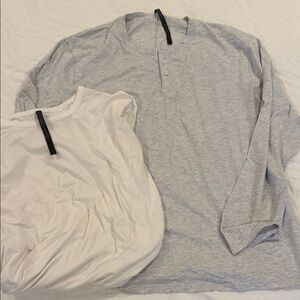 Men's Gray Henley amd white crew long sleeve Shirts
